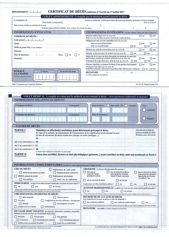 Certificat de décès